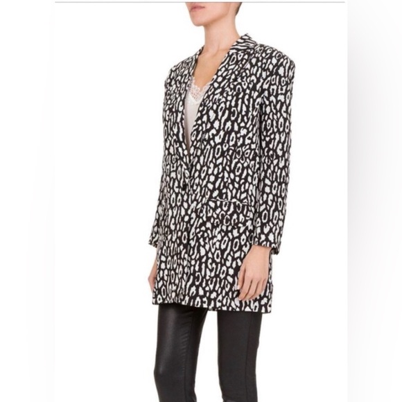 NWT 488.00 THE KOOPLES 80’S INSPIRED LEOPARD LONG LINE BLAZRR SMALL OVERSIZED - Picture 3 of 7